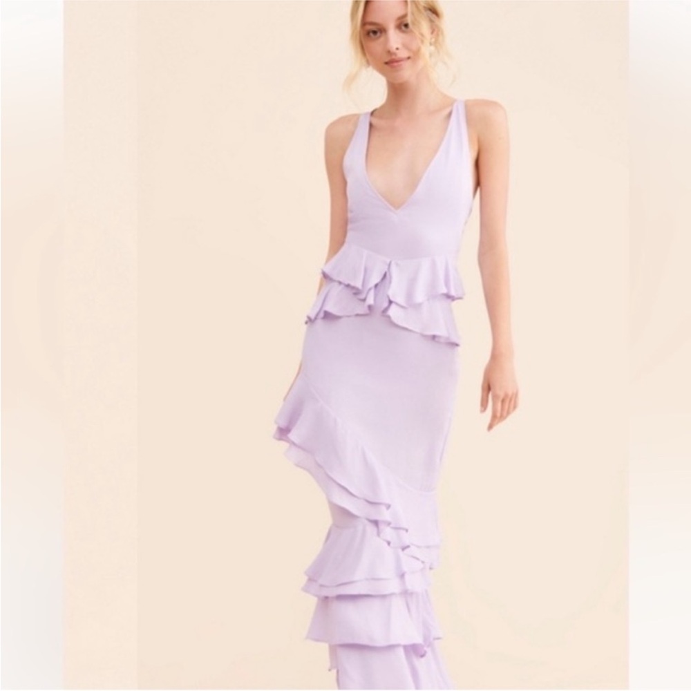 Elegant Lavender Ruffle Dress